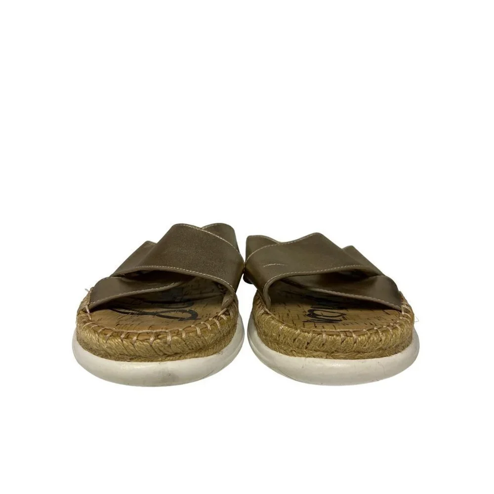 Sam Edelman Jen Gold Slide Sandal Crisscross Espedrille Women's Size 10